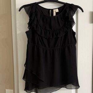 Adiva Black Layered Ruffle Blouse